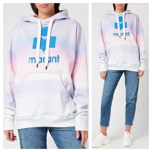 Isabel Marant Mansel Tie Dye Logo Hoodie Sweatshirt Blue Pink Women's 34 NEW